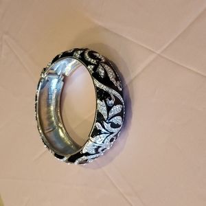 Black and crystal bangle bracelet